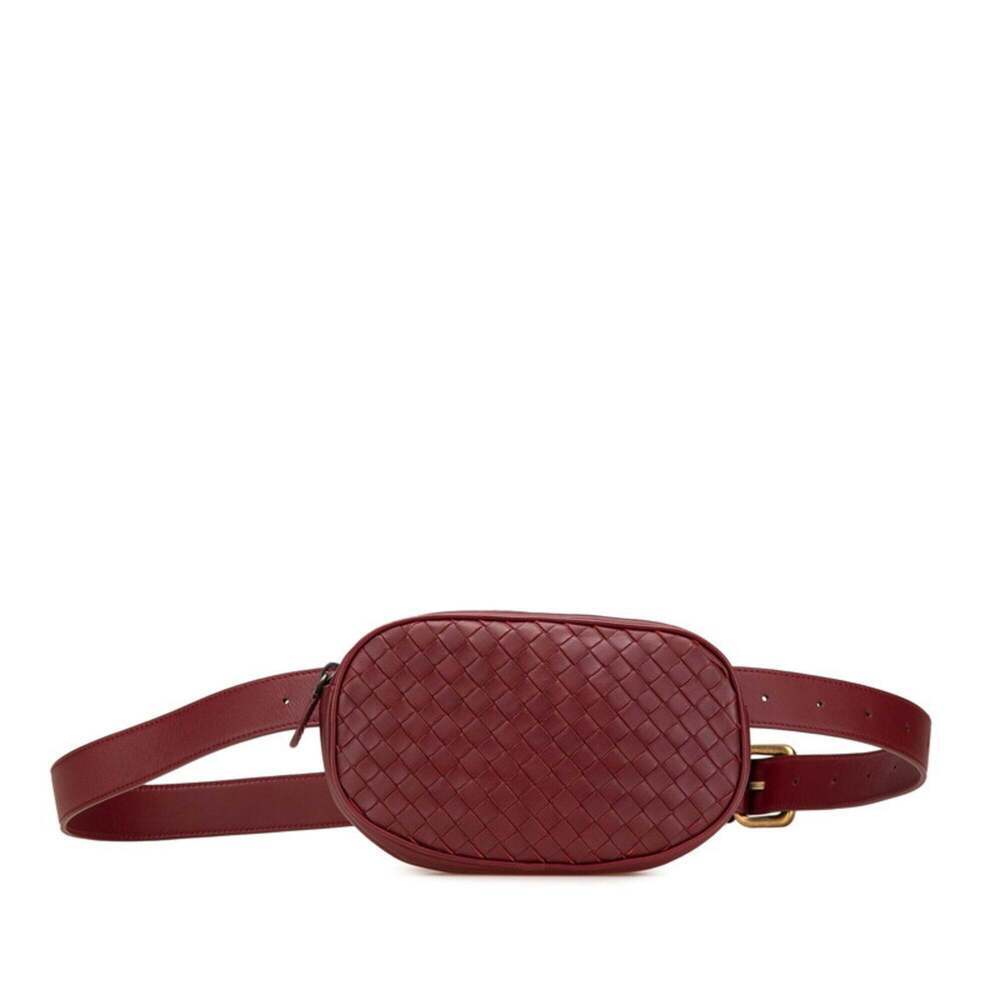 BOTTEGA VENETA Red Leather Intrecciato Fanny Pack